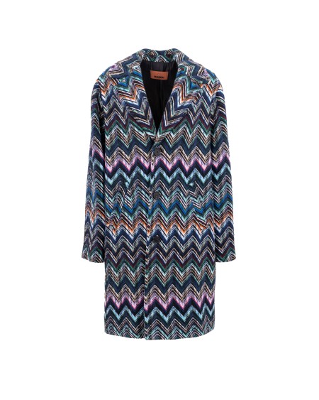 Shop MISSONI  Cappotto: Missoni cappotto chevron misto lana e cotone.
Cappotto lungo.
Fantasia chevron.
Tasche a toppa.
Composizione: 74% lana, 26% cotone.
Made in Italy.. DS24WC0H BC004K-SM9F9